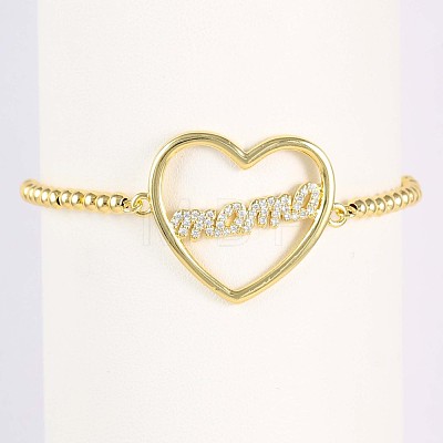 Mother's Day Brass Micro Pave Clear Cubic Zirconia Link Bracelets WG036C8-02-1