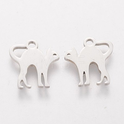 304 Stainless Steel Kitten Charms STAS-Q201-T155-1