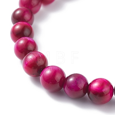 8.5mm Round Dyed Natural Tiger Eye Beads Stretch Bracelet for Girl Women BJEW-JB07152-04-1