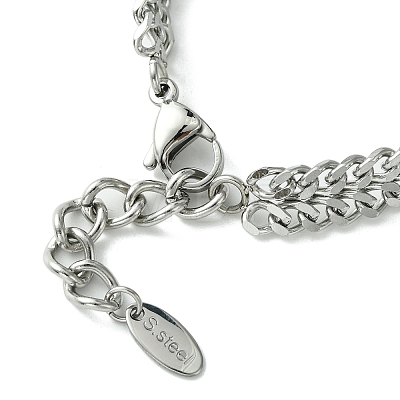 Cubic Zirconia Oval Link Bracelet with 304 Stainless Steel Chains BJEW-Q775-02P-1