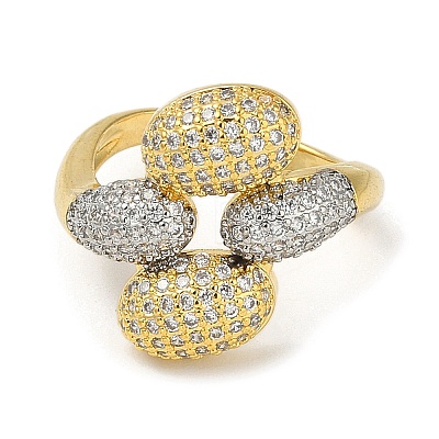 Rack Plating Brass Micro Pave Cubic Zirconia Cuff Finger Rings for Women RJEW-C114-16I-G-1