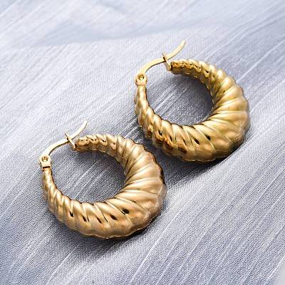 Ion Plating(IP) 304 Stainless Steel Hoop Earrings X-EJEW-O096-40G-1