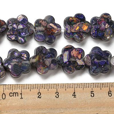 Dyed Natural Imperial Jasper with Resin Beads Strands G-G083-G02-01-1