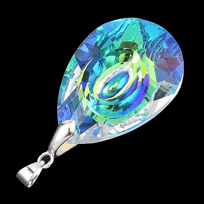 AB Color Plated Glass Pendants PALLOY-JF05680-1