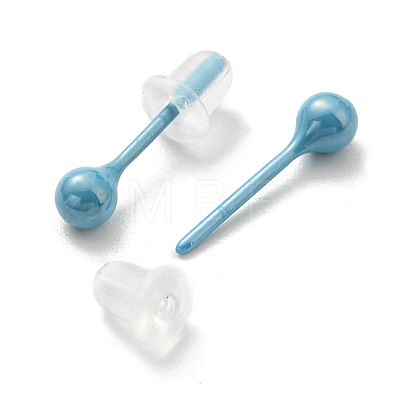 Ceramic Round Ball Stud Earrings EJEW-Q768-18B-1
