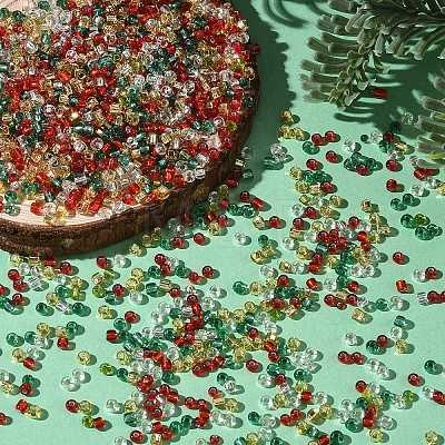 4 Colors Christmas 8/0 Glass Round Seed Beads SEED-X0058-01A-1