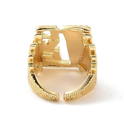 Rectangle with Word Mco Brass Open Cuff Ring RJEW-G270-06G-1