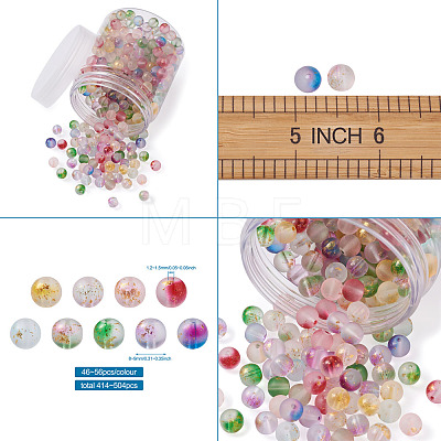 Frosted Spray Painted Glass Beads Strands GLAA-TA0003-10-1