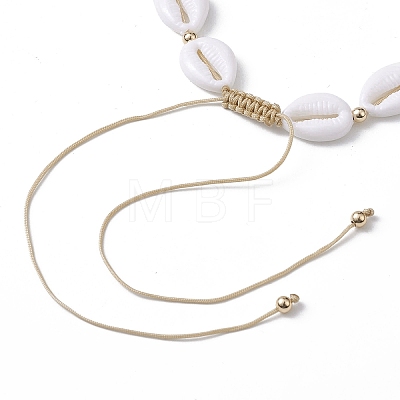 Adjustable Acrylic Shell Shape Beaded Necklaces NJEW-JN04639-1