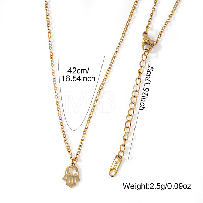 304 Stainless Steel Hollow Heart Hamsa Hand Pendant Cable Chain Necklaces for Women LS-VC2540-1