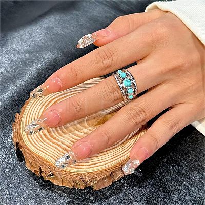 Synthetic Turquoise Finger Rings WG00F31-02-1