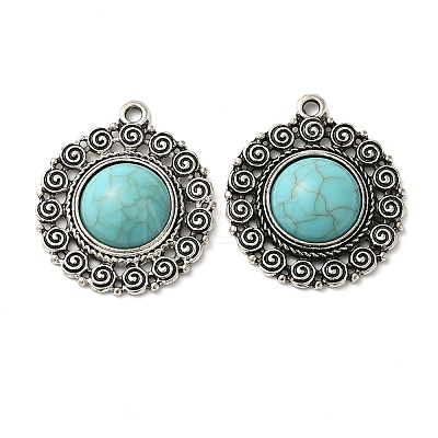 Tibetan Style Alloy Pave Imitation Turquoise Pendants FIND-NH0001-03AS-1