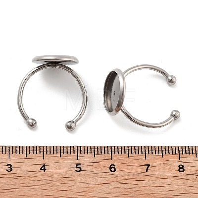 Tarnish Resistant 304 Stainless Steel Open Cuff Ring Components STAS-B072-09A-P-1