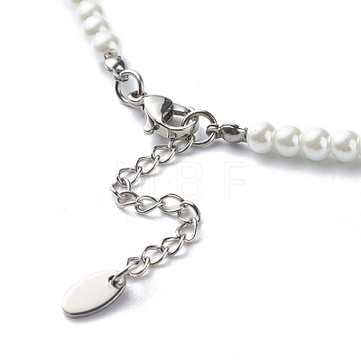 Glass Pearl Round Beaded Necklaces for Kid NJEW-JN03604-1