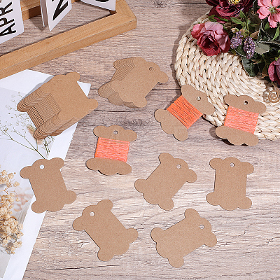80Pcs Bone Shape Paper Thread Winding Boards SENE-SC0001-08-1