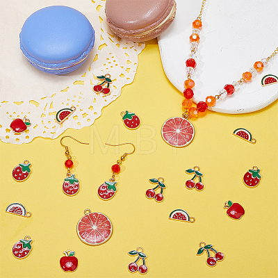 50Pcs 5 Styles Alloy Enamel Pendants ENAM-SC0005-65-1