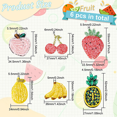 6Pcs 6 Style Fruit Cloth Sew on Patches DIY-FG0003-77-1