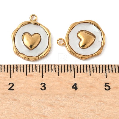 304 Stainless Steel Pave Natural Shell Pendants STAS-F319-02B-G02-1