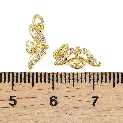 Brass Micro Pave Clear Cubic Zirconia Charms KK-D218-24G-03-1