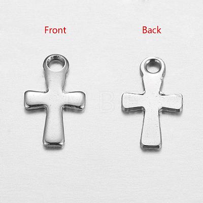 201 Stainless Steel Tiny Cross Charms STAS-K002-09A-1