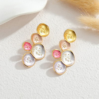 304 Stainless Steel Enamel Stud Earrings WG299BE-01-1