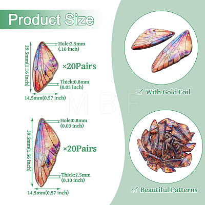 Transparent Resin Wing Pendants Set RESI-TAC0021-01D-1