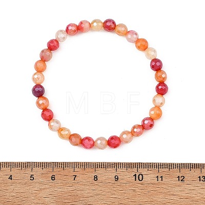 Natural Banded Agate Round Beaded Stretch Bracelets for Women BJEW-JB14071-1
