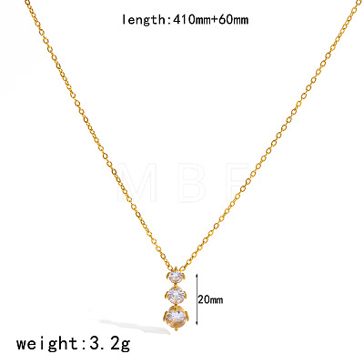 304 Stainless Steel Pave Clear Cubic Zirconia Pendant Necklaces for Women WGBFE42-03-1