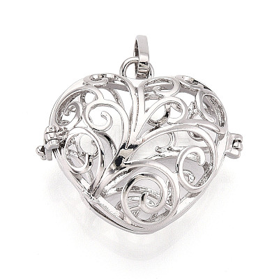 Rack Plating Brass Cage Pendants KK-Q402-08P-1