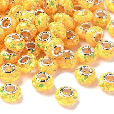 Transparent Resin Rondelle European Beads RESI-S023-32-1