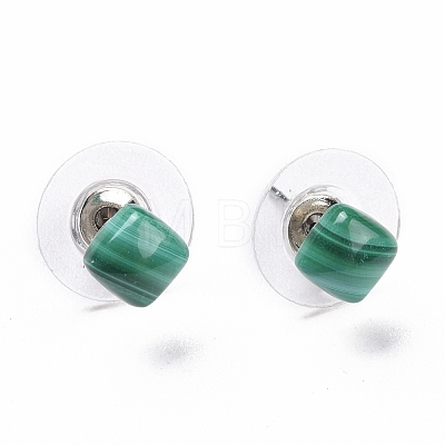 Natural Malachite Ear Studs EJEW-K091-01P-03-1