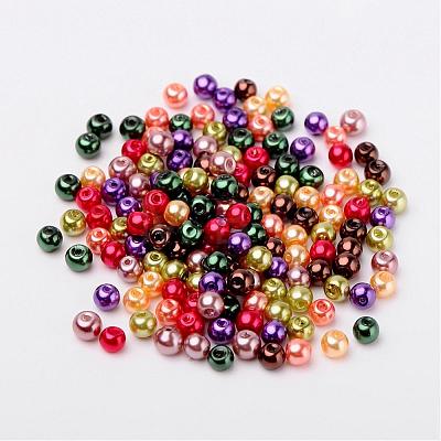 Fall Mix Pearlized Glass Pearl Beads HY-X006-4mm-06-1