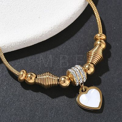 European Style Polymer Clay Rhinestones & 201 Stainless Steel & Natural Shell Charm Bracelets BJEW-G765-03G-02-1