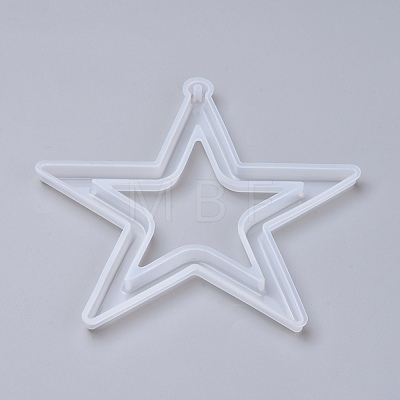 Christmas Hollow Star DIY Pendant Silicone Molds X-DIY-I034-07-1