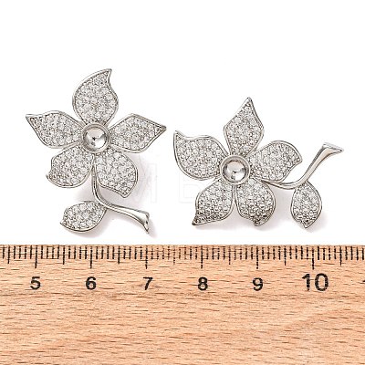 Brass Micro Pave Clear Cubic Zirconia Slide Charms KK-K422-10P-1