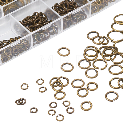 Mixed Sizes Diameter 4-10mm Brass Jump Rings Open Jump Rings Antique Bronze in Jewelry Making Supplies 1 Box KK-PH0008-AB-NF-B-1