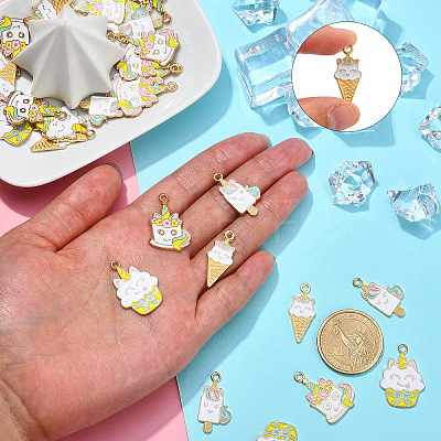 40Pcs 4 Styles Alloy Enamel Pendants ENAM-CJ0003-18-1