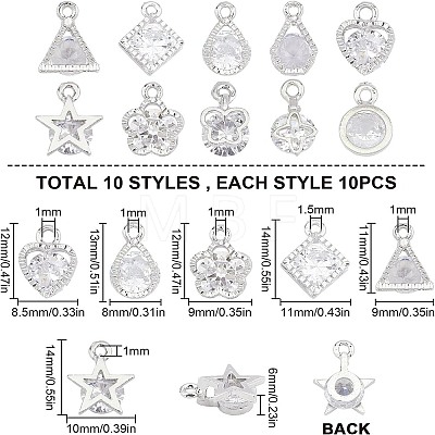 Mixed Shapes Alloy Charms ZIRC-SC0001-04P-1