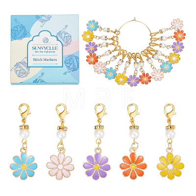 Flower Alloy Enamel Pendant Decoration Sets DIY-SC0021-24-1