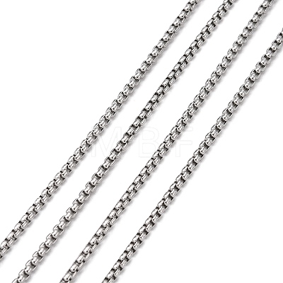 Non-Tarnish 3.28 Feet 304 Stainless Steel Box Chains X-CHS-K001-37B-1