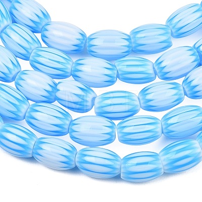 Handmade Millefiori Glass Oval Bead Strands LK-Z001-01B-02-1