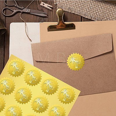 34 Sheets Self Adhesive Gold Foil Embossed Stickers DIY-WH0509-047-1