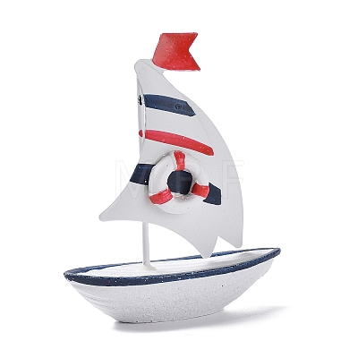 Lifebuoy Pattern Mini Sailboat Model Display Decoration PW22060285094-1