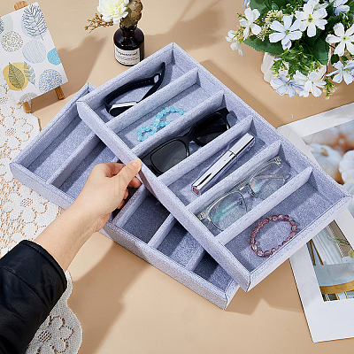 6 Grids Rectangle MDF Covered with Velvet Glasses Organizer Trays CON-WH0110-318A-1