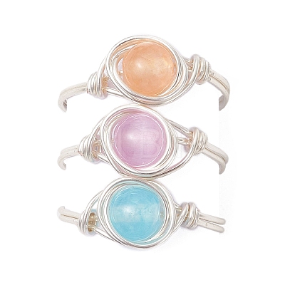 Natural Selenite Dyed Finger Rings RJEW-JR01017-02-1