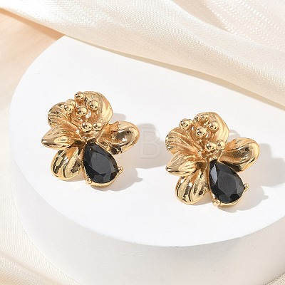 Valentine's Day 304 Stainless Steel Cubic Zirconia Stud Earrings for Women EJEW-F411-01G-01-1