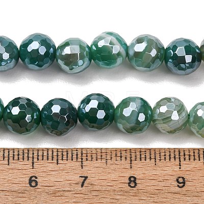 Electroplated Natural Agate Beads Strands G-B191-A07-8mm-09-1