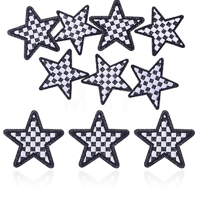 8Pcs Star with Lattice Computerized Embroidery Polyester Iron on/Sew on Patches PATC-TA0001-49C-1
