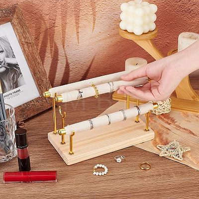 3-Tier Wood Detachable Ring Organizer Holder RDIS-WH0009-009-1