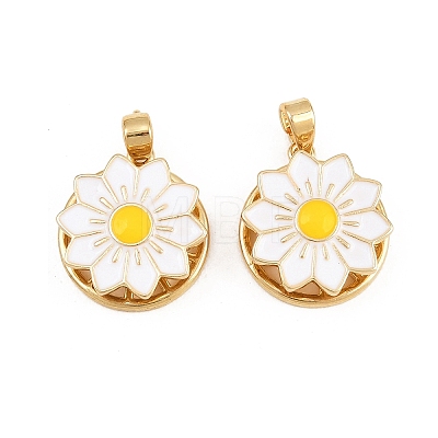 Rotatable Brass Enamel Pendants KK-P320-04A-G-1